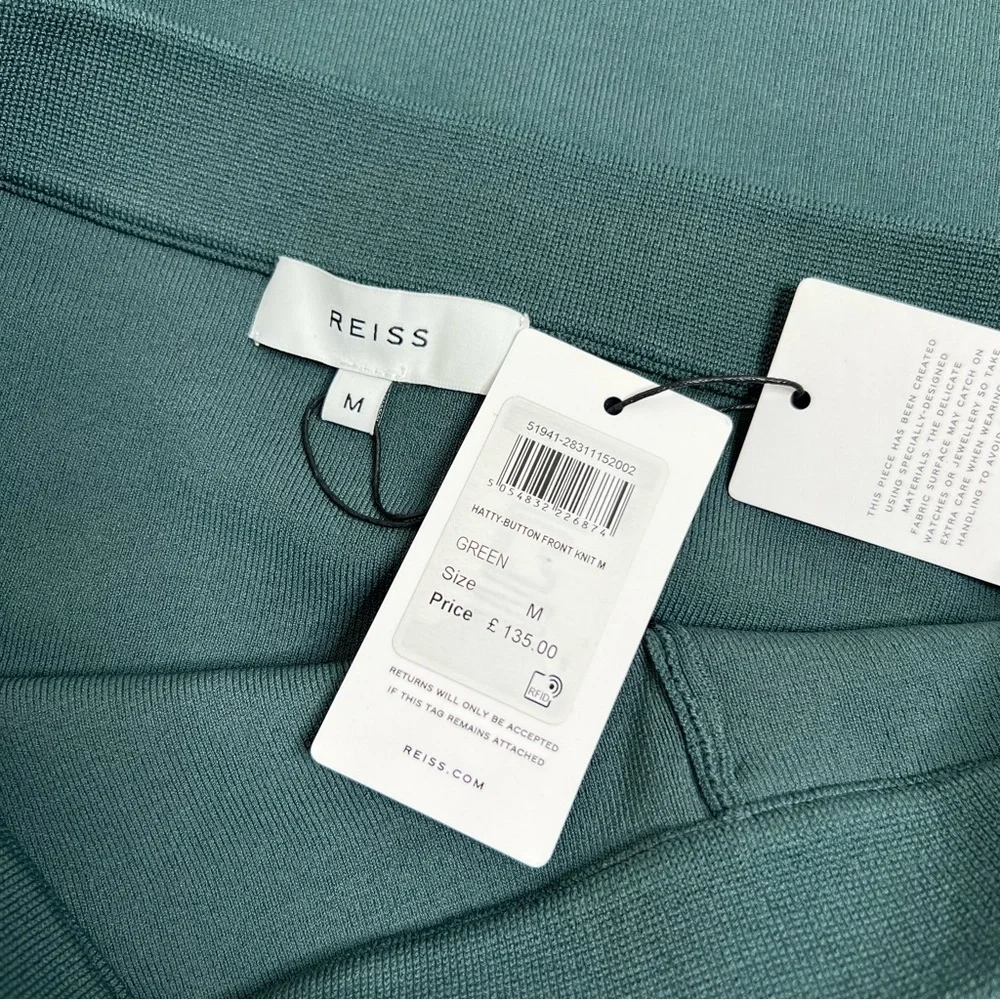 REISS Hatty Button Front Skirt Green Size M NWT